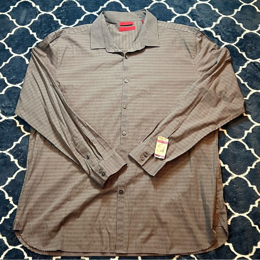 Alfani Gray Plaid Modern Fit Shirt
